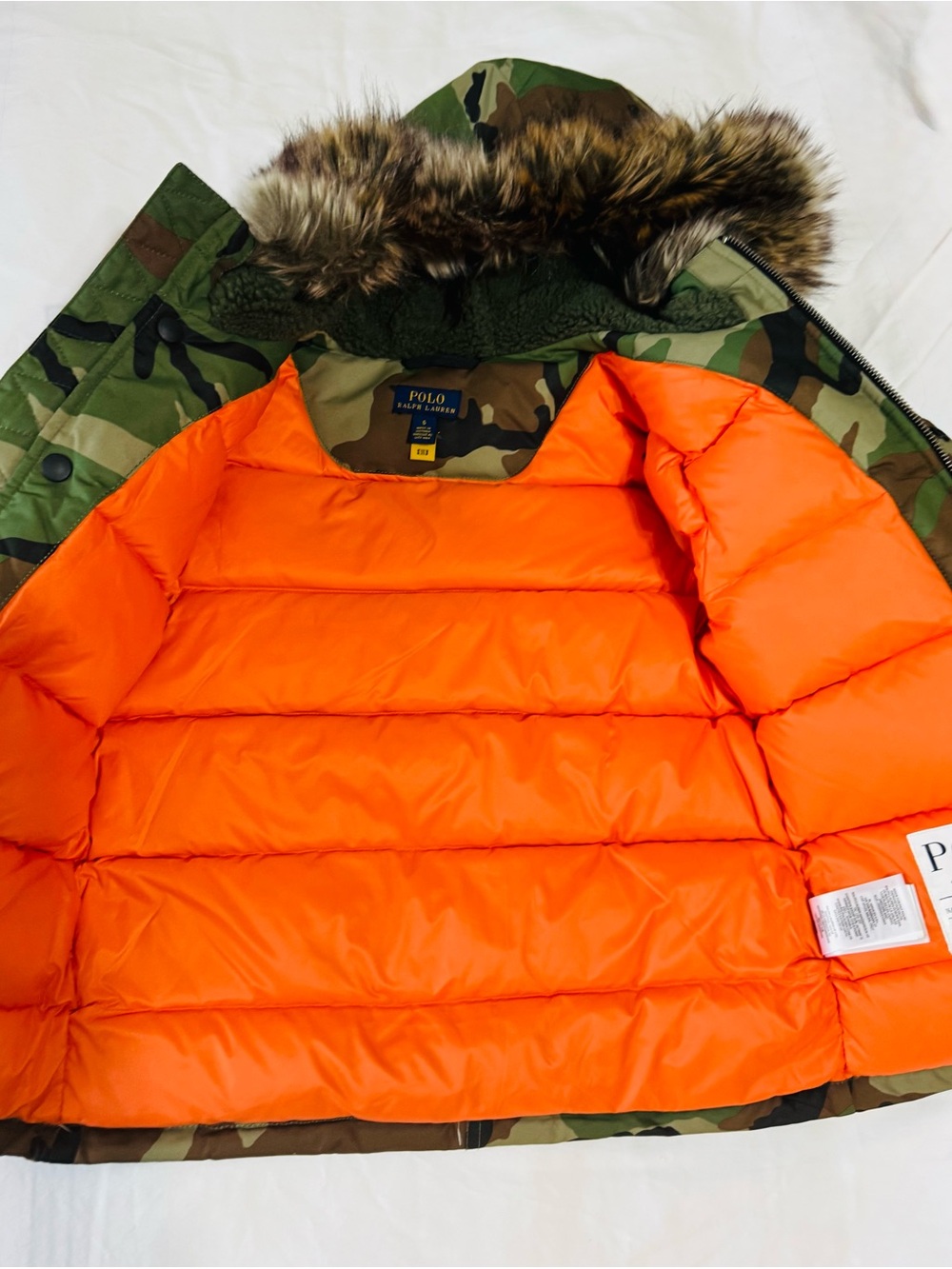 Polo by Ralph Lauren Kids' Camo Parka with Orange Lining